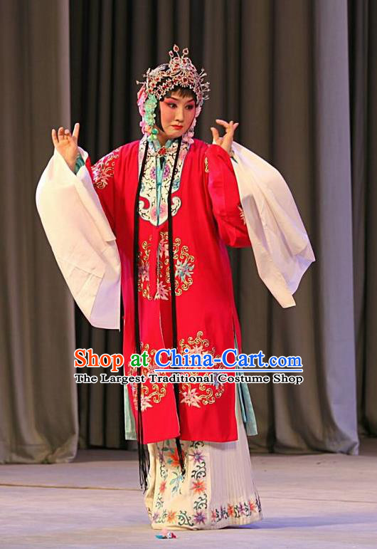 Chinese Beijing Opera Diva Garment Jin Yunu Costumes and Hair Accessories Traditional Peking Opera Young Female Dress Hua Tan Red Apparels