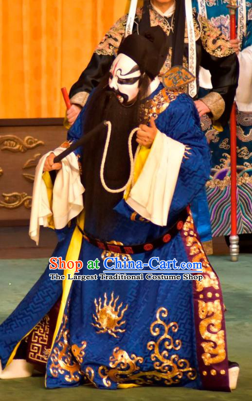 Zeng Ti Pao Chinese Peking Opera Minister Apparels Costumes and Headpieces Beijing Opera Painted Garment Official Xu Jia Clothing