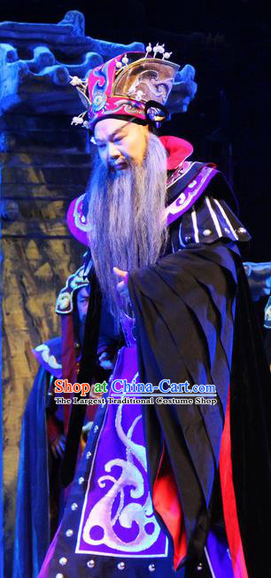 Cao Cao Chinese Peking Opera Laosheng Apparels Costumes and Headpieces Beijing Opera Elderly Male Garment Prime Minister Clothing