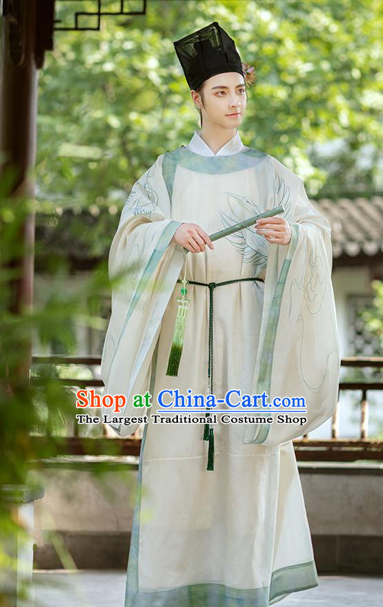 Chinese Traditional Song Dynasty Scholar Historical Costumes Ancient Nobility Childe Hanfu Young Man Garment Clothing