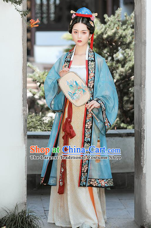 Chinese Ancient Royal Princess Embroidered Garment Hanfu Dress Traditional Song Dynasty Court Lady Historical Costumes Complete Set