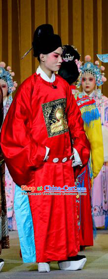 Jin Dian Shen La Chinese Sichuan Opera Young Male Apparels Costumes and Headpieces Peking Opera Xiaosheng Garment Number One Scholar Clothing