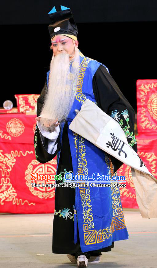 Sheng Si Pai Chinese Sichuan Opera Old Man Apparels Costumes and Headpieces Peking Opera Taoist Priest Garment Clothing