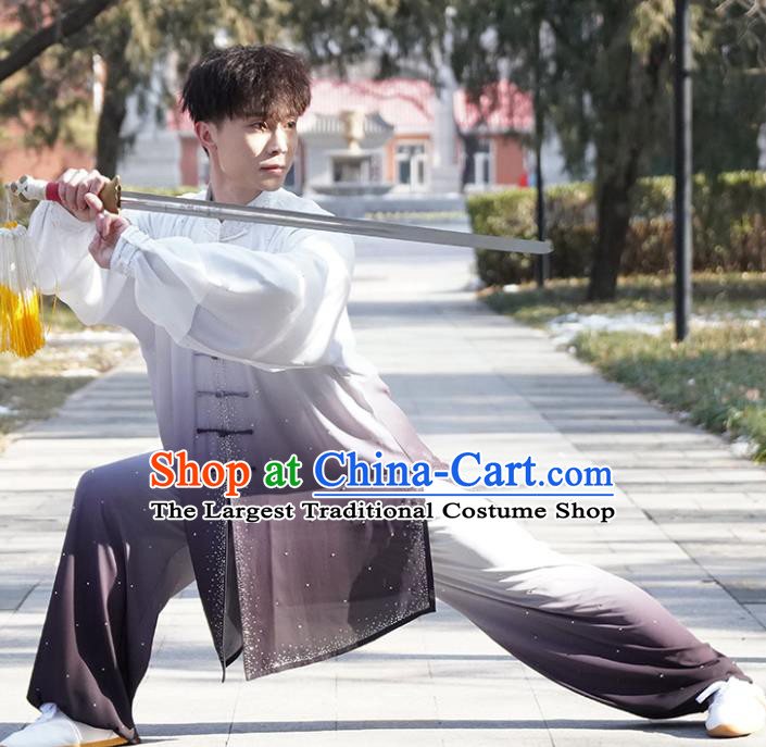 Top Male Kung Fu Costume Martial Arts Training Uniform Shaolin Wushu Clothing Tai Ji Competition Outfits