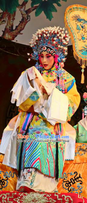 Chinese Sichuan Opera Empress Garment Costumes and Hair Accessories Jiang Xiao Lou Traditional Peking Opera Hua Tan Dress Queen Apparels