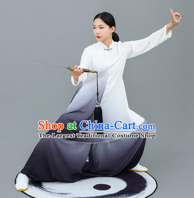 Chinese Traditional Tai Chi Competition Gradient Costume Professional Tai Ji Training Outfits Top Grade Martial Arts Performance Uniform for Women