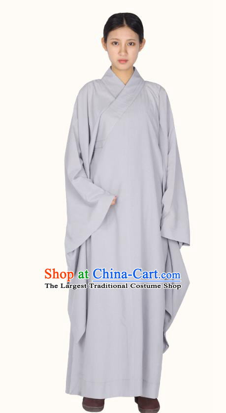 Chinese Traditional Women Lay Buddhist Costume Top Grade Meditation Uniforms Tang Suit Buddhist Cassock Grey Robe