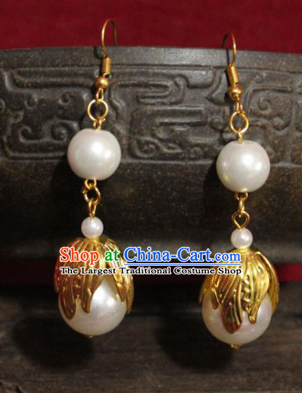 Traditional Chinese Ancient Princess Pearls Earrings Handmade Jewelry Accessories Eardrop for Women