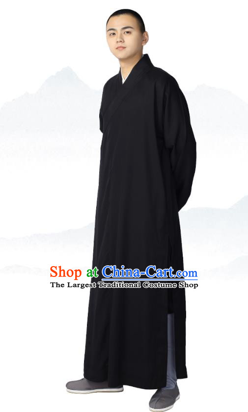 Chinese Traditional Buddhist Bonze Costume Meditation Garment Monk Black Robe Frock for Men