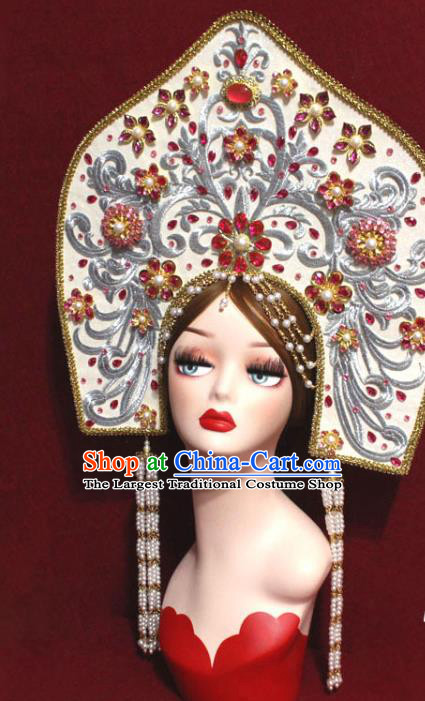 Traditional Chinese Ancient Queen White Phoenix Coronet Handmade Hair Jewelry Tassel Hair Accessories Complete Set