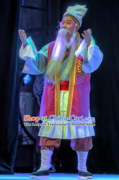 Bao En Ji Chinese Sichuan Opera Elderly Man Apparels Costumes and Headpieces Peking Opera Old Servant Garment Clothing