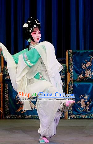 Chinese Sichuan Opera Hua Tan Cao Yue E Garment Costumes and Hair Accessories Cao Fu Zou Xue Traditional Peking Opera Young Lady Dress Actress Apparels