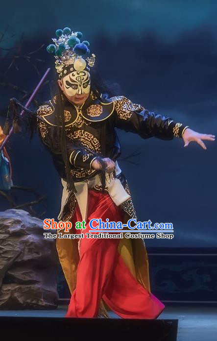 Shuang Ba Lang Chinese Sichuan Opera Martial Male Apparels Costumes and Headpieces Peking Opera Wusheng Garment Swordsman Clothing