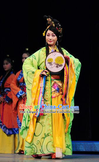 Chinese Sichuan Opera Consort Mei Niang Garment Costumes and Hair Accessories Xi Zhao Qi Shan Traditional Peking Opera Young Female Dress Hua Tan Apparels