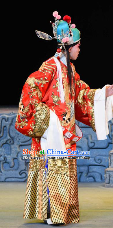 Qing Yun Palace Chinese Sichuan Opera Xiaosheng Apparels Costumes and Headpieces Peking Opera Young Male Garment Royal Highness Xiao Yan Clothing