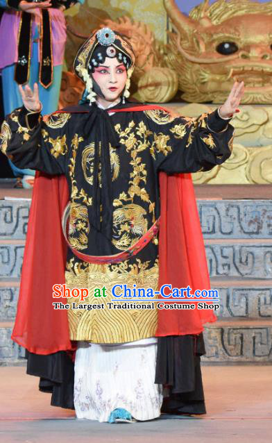 Chinese Sichuan Opera Swordswoman Xi Hui Garment Costumes and Hair Accessories Qing Yun Palace Traditional Peking Opera Martial Female Dress Queen Apparels