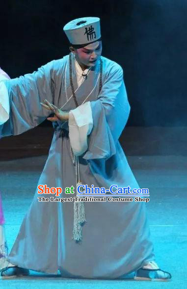 Mother of Mu Lian Chinese Sichuan Opera Monk Apparels Costumes and Headpieces Peking Opera Xiaosheng Garment Young Male Clothing