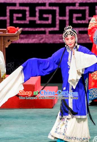 Chinese Sichuan Opera Qin Xianglian Garment Costumes and Hair Accessories Traditional Peking Opera Distress Maiden Dress Tsing Yi Apparels