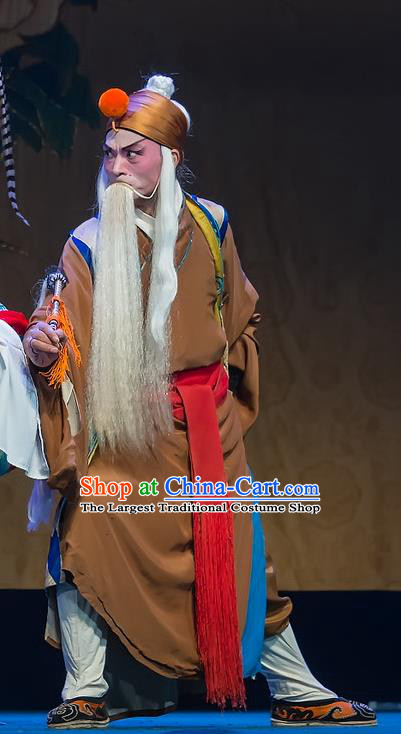 Chinese Sichuan Opera Taoist Priest Apparels Costumes and Headpieces Peking Opera Elderly Male Garment Laosheng Clothing