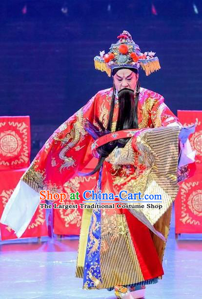 Yuan Men Zhan Zi Chinese Sichuan Opera Laosheng Apparels Costumes and Headpieces Peking Opera Elderly Male Garment Marshal Yang Yanzhao Clothing