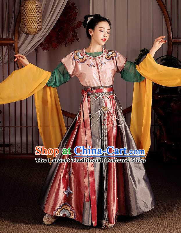 Chinese Traditional Flying Apsaras Dance Apparels Ancient Drama Tang Dynasty Court Lady Hanfu Dress Historical Costumes Complete Set