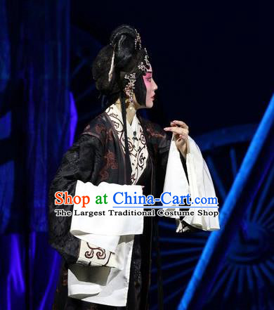 Chinese Beijing Opera Noble Woman Apparels Costumes and Headdress Xin Zhui Traditional Peking Opera Han Dynasty Dress Actress Garment