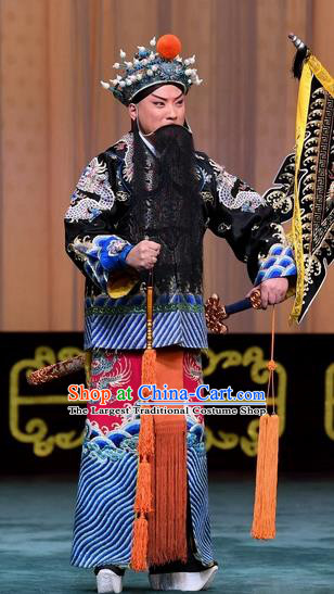 Changban Po Hanjin Kou Chinese Peking Opera Elderly Male Liu Bei Garment Costumes and Headwear Beijing Opera Majesty Apparels Laosheng Clothing