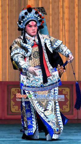 Sacrifice Zhao Shi Gu Er Chinese Peking Opera Martial Male Garment Costumes and Headwear Beijing Opera Wusheng Apparels General Armor Clothing