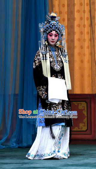 Chinese Beijing Opera Princess Zhuang Ji Apparels Costumes and Headdress Sacrifice Zhao Shi Gu Er Traditional Peking Opera Actress Dress Garment