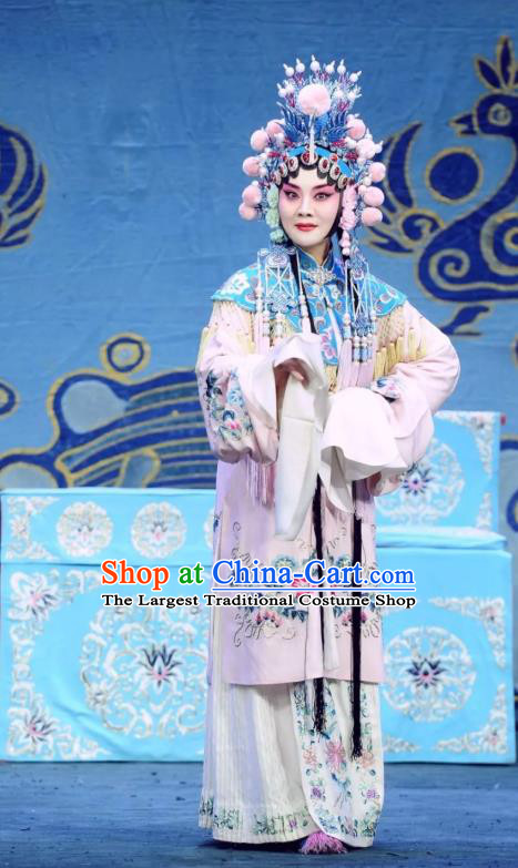 Chinese Beijing Opera Actress Hua Tan Apparels Costumes and Headdress Sacrifice Zhao Shi Gu Er Traditional Peking Opera Diva Dress Garment