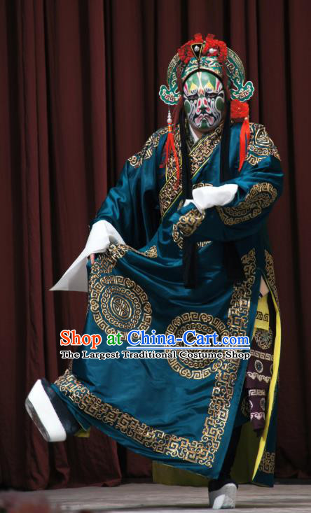 Yan Yang Tower Chinese Peking Opera Hero Garment Costumes and Headwear Beijing Opera Swordsman Xu Shiying Apparels Clothing