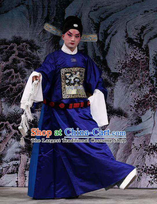 Xi Shi Chinese Peking Opera Xiaosheng Garment Costumes and Headwear Beijing Opera Young Male Wen Zhong Apparels Official Clothing