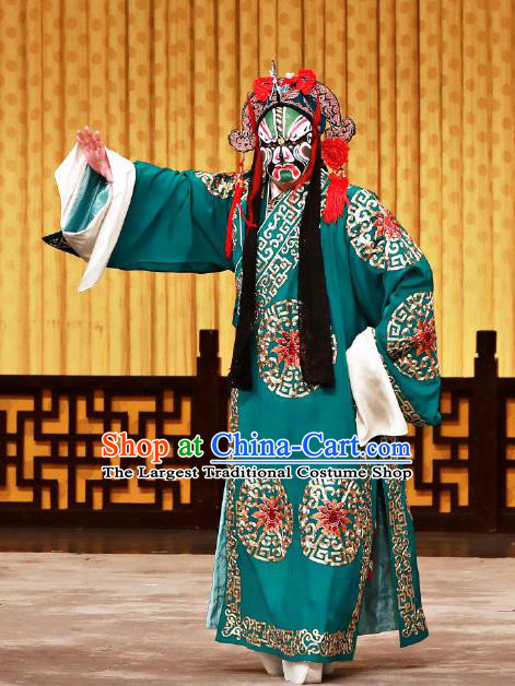 Yan Yang Tower Chinese Peking Opera Swordsman Garment Costumes and Headwear Beijing Opera Hero Xu Shiying Apparels Clothing