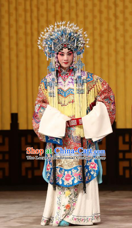 Chinese Beijing Opera Young Female Apparels Costumes and Headdress A Honey Trap Traditional Peking Opera Hua Tan Sun Shangxiang Dress Garment