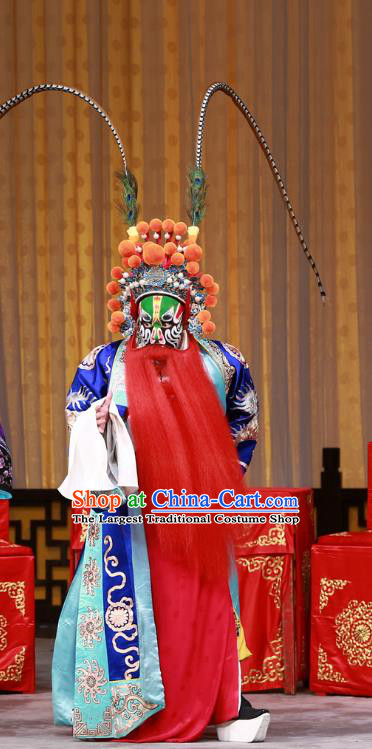 The Mirror of Fortune Chinese Peking Opera Robber Jin Yanbao Garment Costumes and Headwear Beijing Opera Martial Male Apparels Clothing