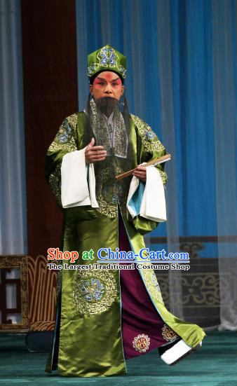 The Mirror of Fortune Chinese Peking Opera Elderly Male Garment Costumes and Headwear Beijing Opera Apparels Landlord Mei Jun Clothing