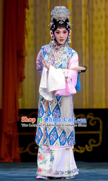 Chinese Beijing Opera Taoist Nun Apparels Actress Costumes and Headdress Escaping From the Temple Traditional Peking Opera Young Lady Dress Garment