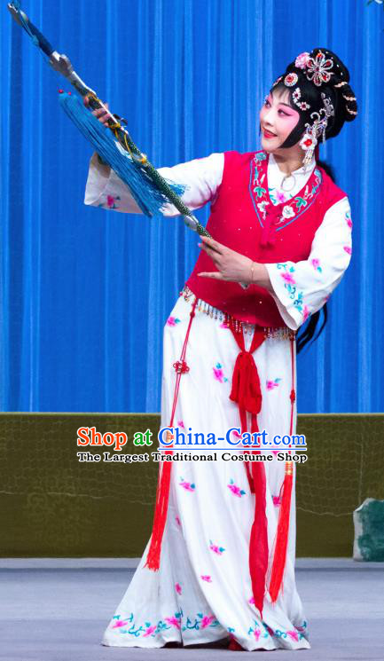 Chinese Beijing Opera Xiaodan Apparels Costumes and Headdress You Sisters in the Red Chamber Traditional Peking Opera Young Lady You Sanjie Dress Garment