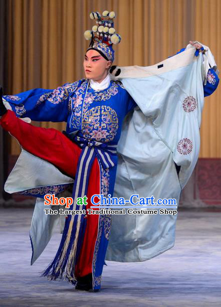 Hong Tao Shan Chinese Peking Opera Wusheng Garment Costumes and Headwear Beijing Opera Takefu Apparels Martial Male Hua Rong Clothing