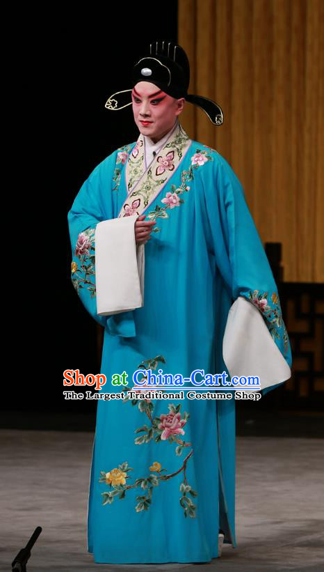 Hongqiao with the Pearl Chinese Peking Opera Scholar Bai Yong Garment Costumes and Headwear Beijing Opera Xiaosheng Apparels Young Male Clothing