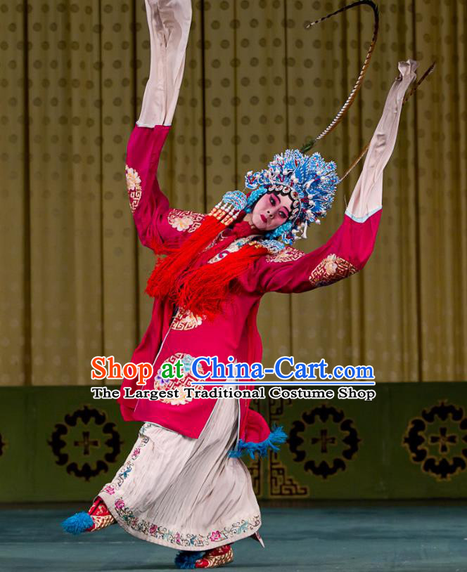 Chinese Beijing Opera Goddess Ling Bo Apparels Costumes and Headdress Hongqiao with the Pearl Traditional Peking Opera Hua Tan Dress Diva Garment