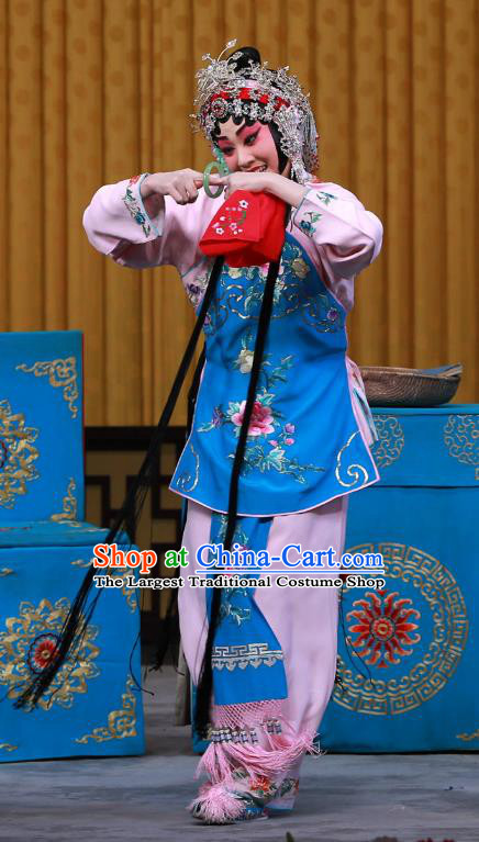 Chinese Beijing Opera Actress Apparels Diva Sun Yujiao Costumes and Headdress Fa Men Temple Traditional Peking Opera Young Beauty Dress Garment