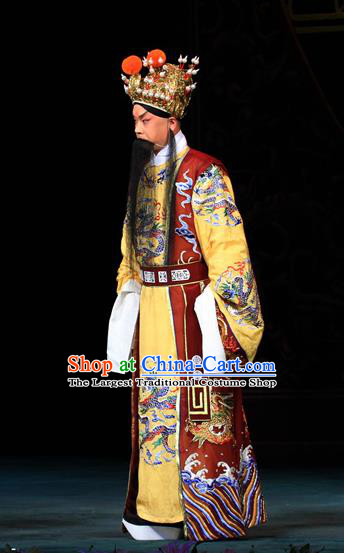 Luo Yang Gong Chinese Peking Opera Laosheng Garment Costumes and Headwear Beijing Opera Emperor Apparels Monarch Li Shimin Clothing