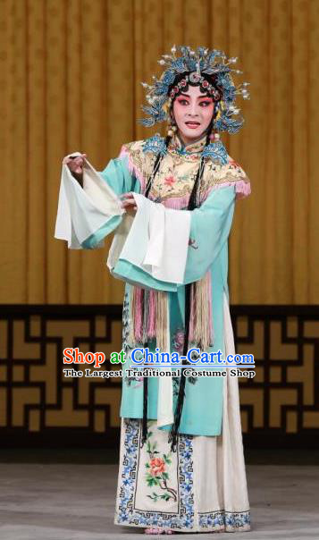 Chinese Beijing Opera Court Maid Yan Hong Apparels Young Lady Costumes and Headdress Imperial Concubine Mei Traditional Peking Opera Servant Woman Dress Garment