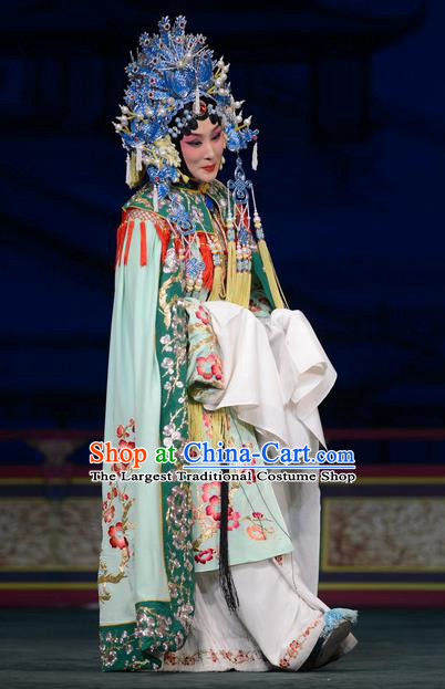 Chinese Beijing Opera Court Lady Apparels Young Female Costumes and Headdress Imperial Concubine Mei Traditional Peking Opera Hua Tan Dress Diva Garment