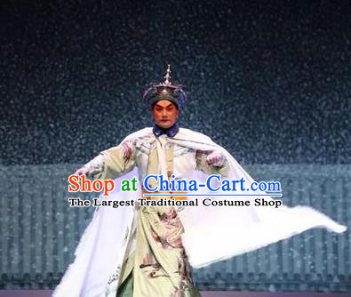 Nan Hai Zi Chinese Peking Opera Young Male Garment Costumes and Headwear Beijing Opera Xiaosheng Apparels Qing Dynasty Emperor Shun Zhi Clothing