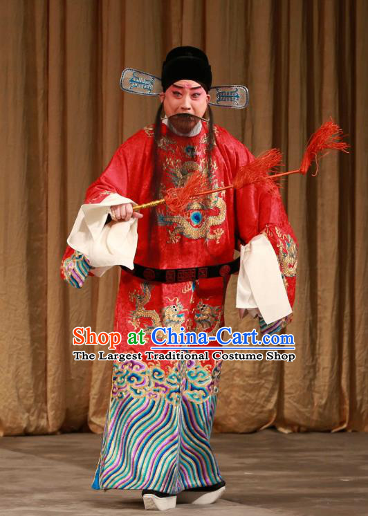 Mei Yu Pei Chinese Peking Opera Elderly Male Garment Official Costumes and Headwear Beijing Opera Minister Su Xu Apparels Clothing