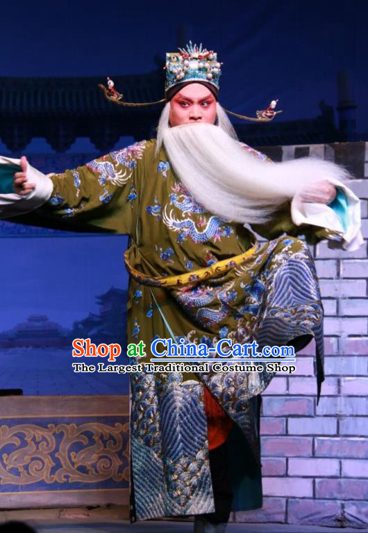 Xue Gang Fan Tang Chinese Bangzi Opera Xu Ce Apparels Costumes and Headpieces Traditional Shanxi Clapper Opera Official Garment Elderly Man Clothing