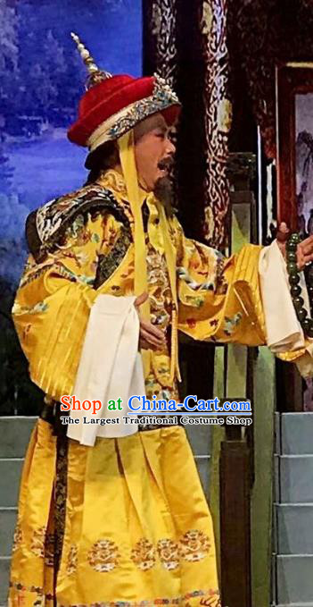 Sixth Panchen Chinese Bangzi Opera Emperor Qianlong Apparels Costumes and Headpieces Traditional Hebei Clapper Opera Elderly Male Garment Monarch Clothing