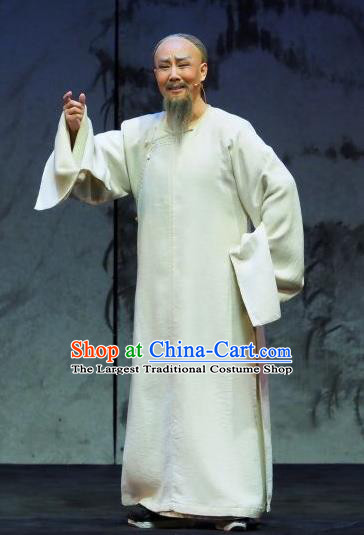 Yu Chenglong Chinese Shanxi Opera Old Man Apparels Costumes and Headpieces Traditional Jin Opera Laosheng Garment Civilian Clothing